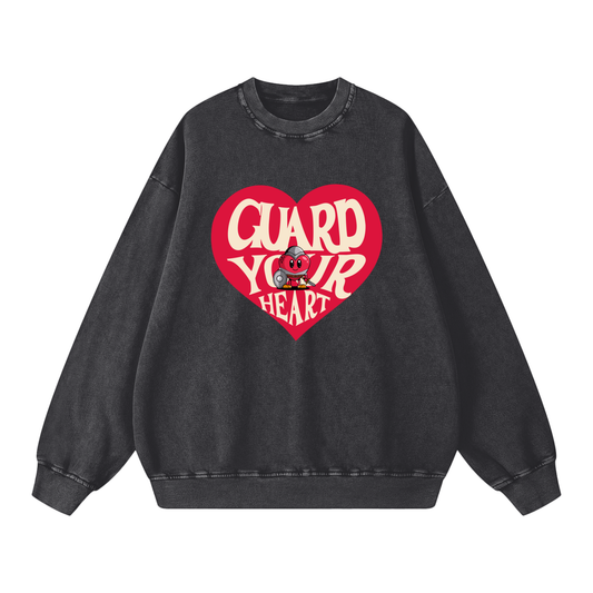 Guard Your Heart Snow Washed Oversized Sweatshirt