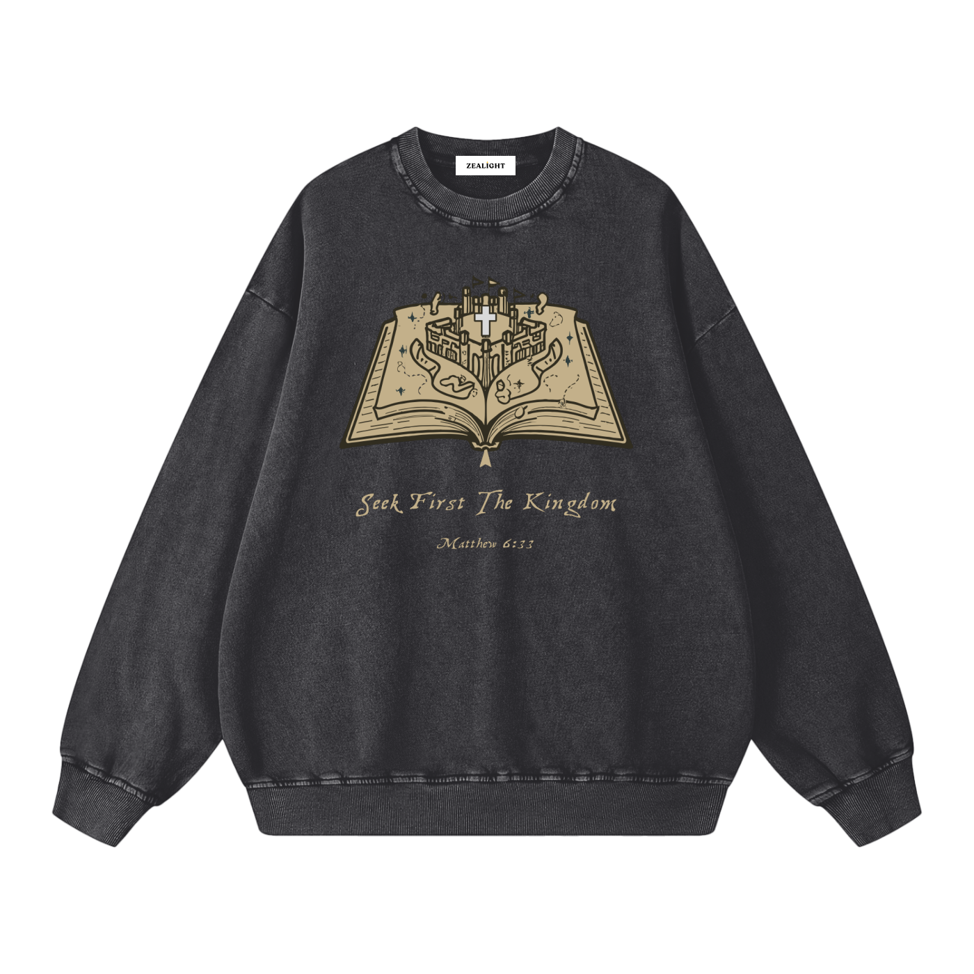 Seek first The Kingdom Snow Washed Oversized Sweatshirt