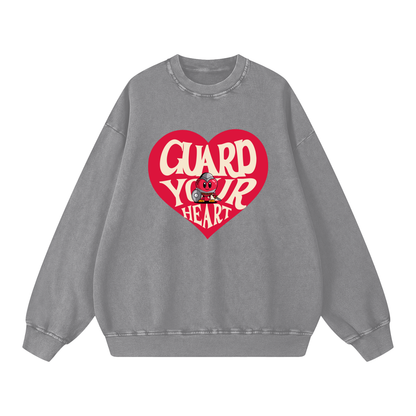 Guard Your Heart Snow Washed Oversized Sweatshirt