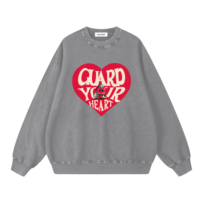 Guard Your Heart Snow Washed Oversized Sweatshirt